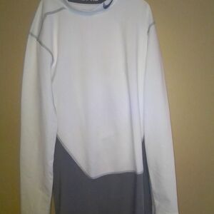 Nike Pro White and Gray Long Sleeve Top